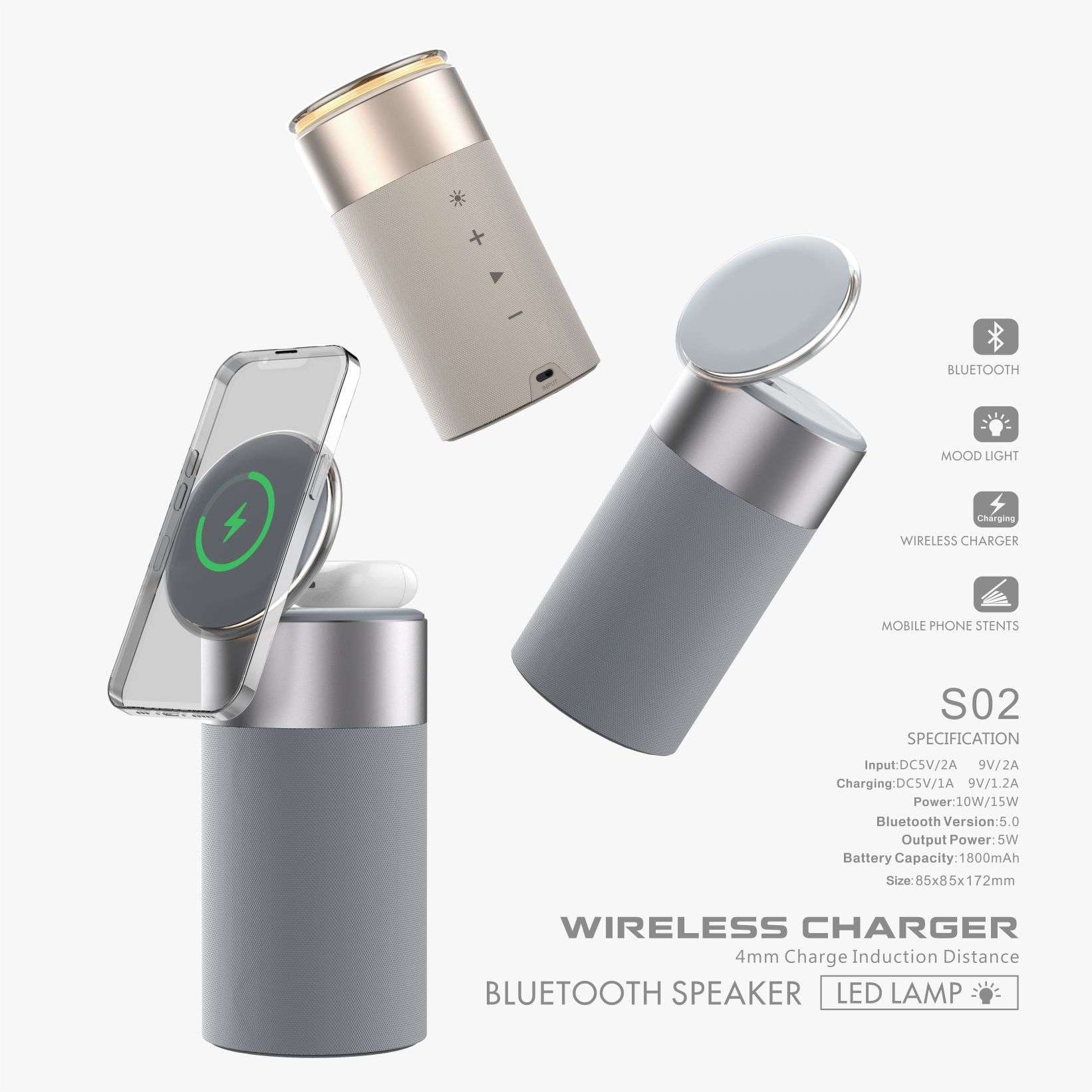 3 In 1 Multi-Function IPhone And AirPods Wireless Charger Portable Bluetooth Speaker With Touch Lamp For Home And Office - The Best World Electric